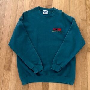 Vintage Lee Sweatshirt Made In USA Premium Cotton Green Embroidered 90s Crewneck